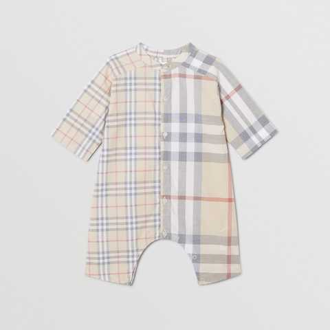 Contrast Check Cotton Jumpsuit