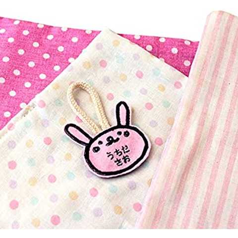 【お名前無料刺繍】ループ付き タオル ３枚セット ガーゼ 綿100% ハンドタオル ハンカチ 手拭き 保育園 幼稚園 入園準備 日本製 刺繍入り 名入れ ベビー 出産祝い ギフト おしゃれ ワッペン (ピンクうさぎさん)