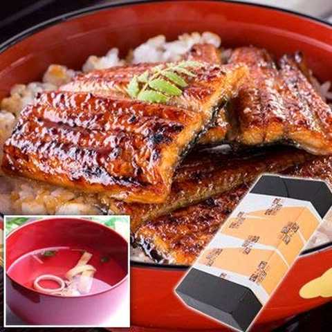 ギフト　国産うなぎ蒲焼き4枚200gセット 肝吸い付き　川口水産