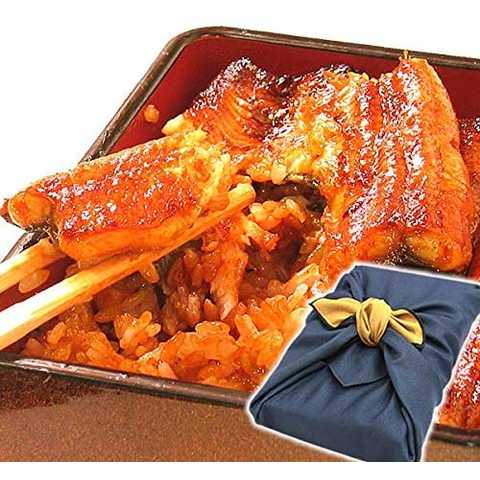 国産うなぎ ギフト 鰻の蒲焼2~3人分 風呂敷包み 国内産うなぎ (紺色)