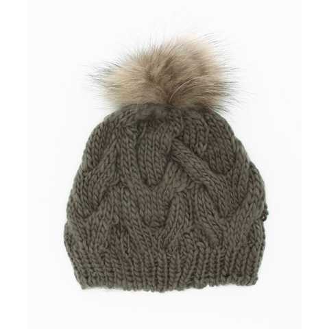 LR-15203 KNITTED CAP W/RACCOON PONPON 