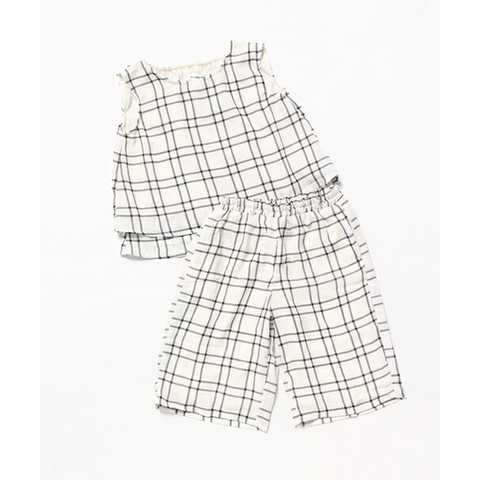 【キッズ】シフォンノースリーブワイドパンツセットアップ