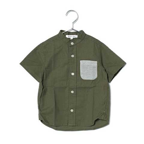【キッズ】バンドカラーシャツ半袖