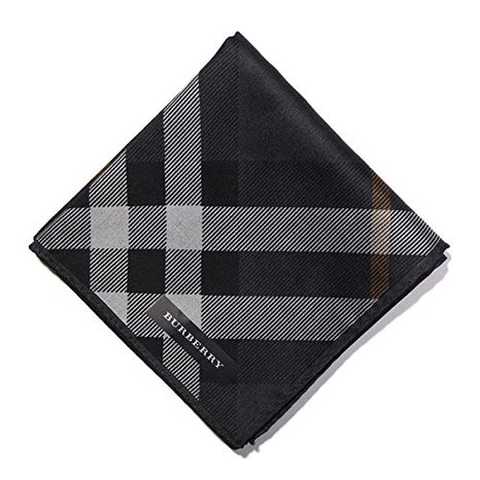 バーバリー BURBERRY ハンカチギフト クリスマスプレゼント 薄手 メンズ チェック ブラック 
