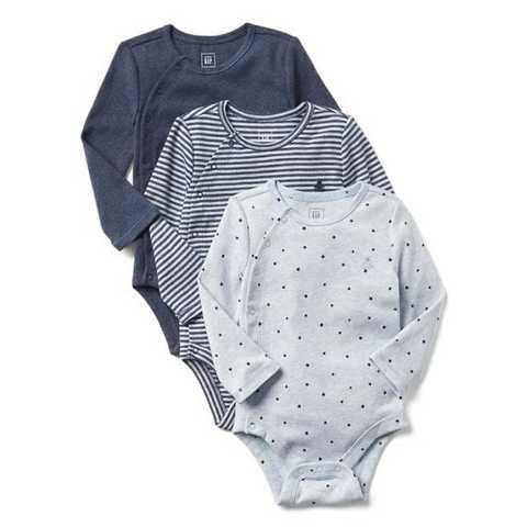 Gap ストライプ長袖キモノ ボディシャツ（3枚組）