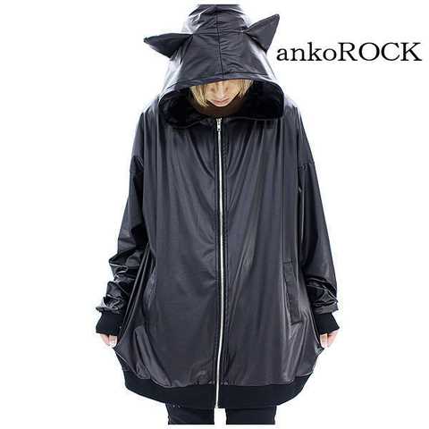 ankoROCK黒猫レザーパーカー -スーパービッグ-