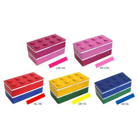ツートンブロックお弁当箱/ 箸付き2段ランチボックス（保冷剤付き）