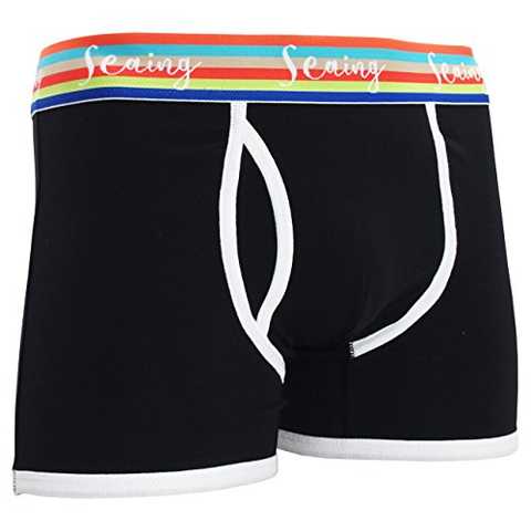 Seaing (シーイング) ボクサーパンツ SOLID メンズ メール便対応 (L, BLACK)