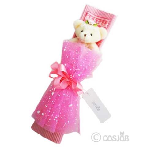 Cosjob ベア ブーケ （A841) ベアブーケ クマ束 くま束 熊束 ぬいぐるみ プレゼント 花束 イベント  結婚式 (ピンク, Aタイプ)
