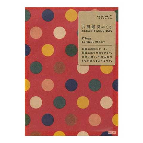 片面透明袋<S> クラフト マルチドット柄 赤(18817006)