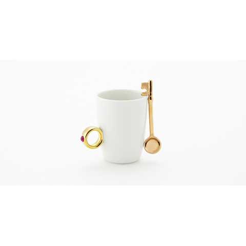 Cup Ring White/Gold × KeySpoon Set Gold