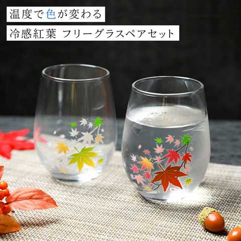 丸モ高木陶器 冷感紅葉 フリーグラスペアセット