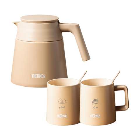 サーモス コーヒーサーバー＆ 名入れ ペアマグカップセット[保温ポット/真空断熱/食洗機対応]