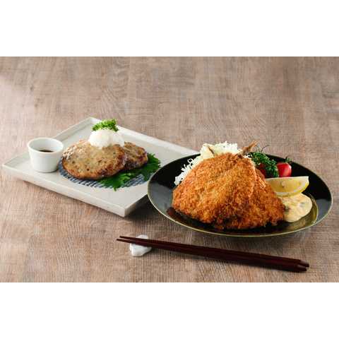 レンチンするだけ！瀬付きあじフライとハンバーグセット
