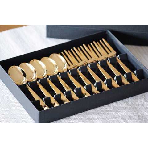 【20250303/取扱中止・在庫0】DRESS Tea Spoon&Tea Folk／Gold（10本セット）