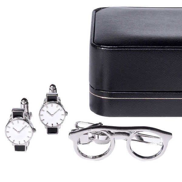 【名入れ】タイピン＆カフス　眼鏡と腕時計