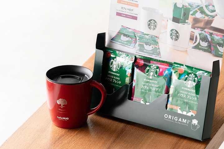 名入れ アスベル Cafe MUG&スターバックスオリガミギフトセット