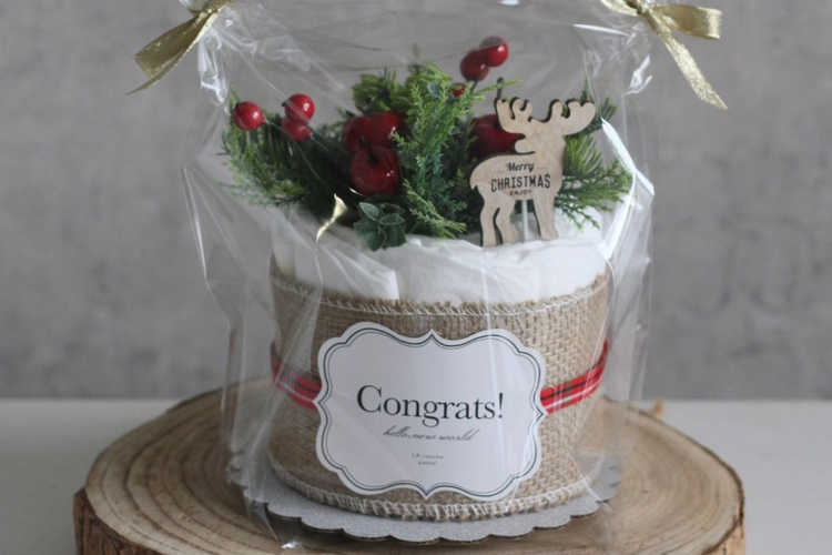 【クリスマス限定】オーガニックおむつケーキ | ラッピング